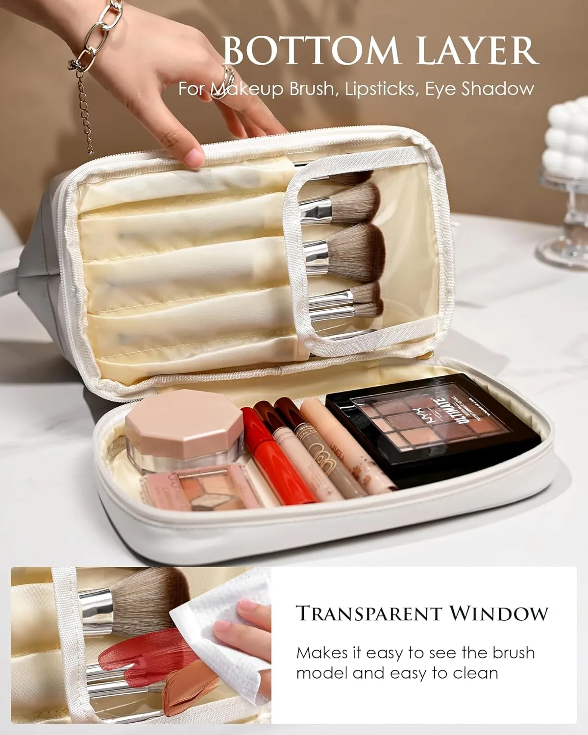 Women Gifts Basket-Teen Girls Trendy Stuff, Initial Makeup Bag, Travel Gifts, Personalized Bags, PU Leather Makeup Bags Travel Toiletry Bag, Friend Gifts Graduation Gifts for Daughter