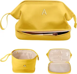 Women Gifts Basket-Teen Girls Trendy Stuff, Initial Makeup Bag, Travel Gifts, Personalized Bags, PU Leather Makeup Bags Travel Toiletry Bag, Friend Gifts Graduation Gifts for Daughter