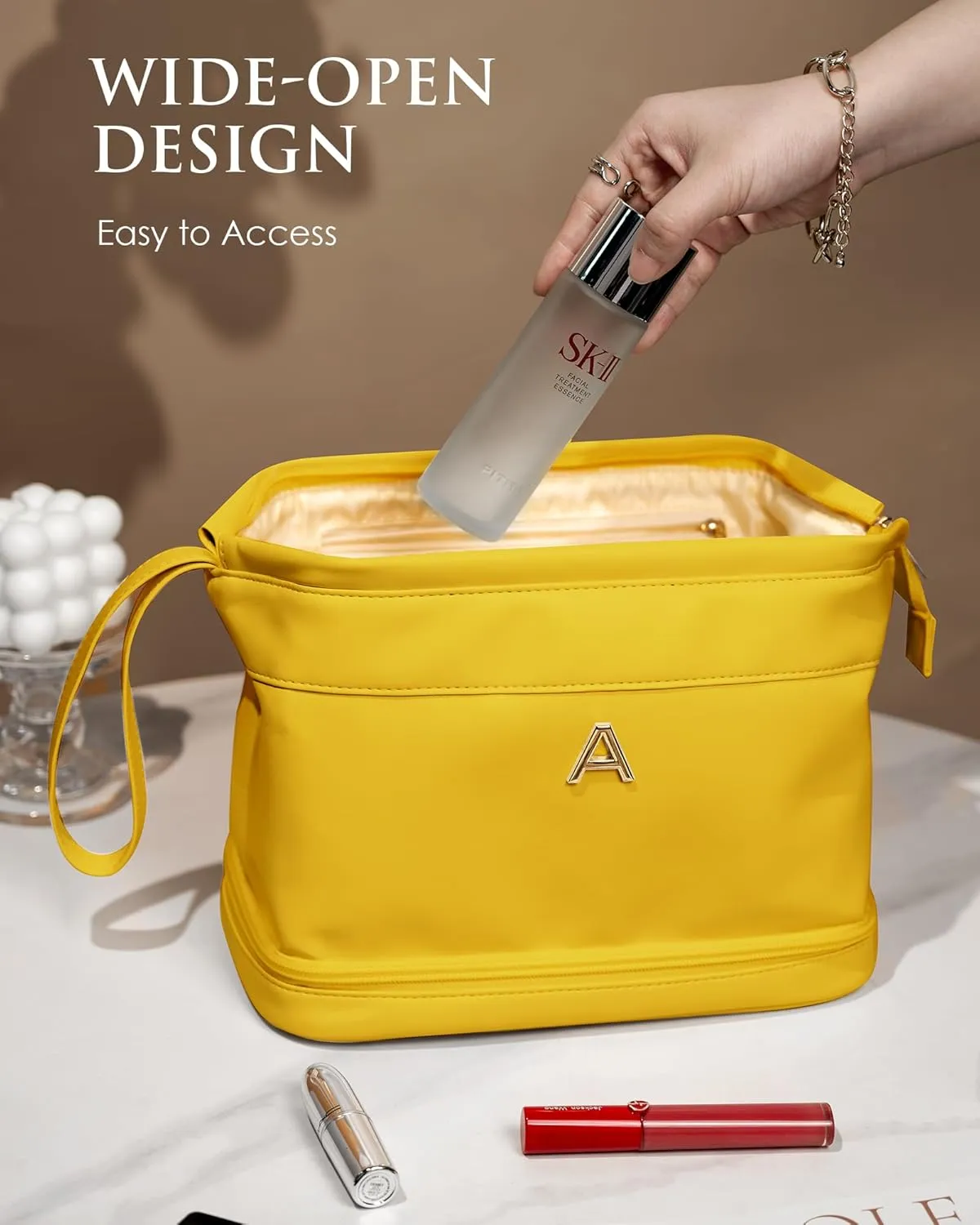 Women Gifts Basket-Teen Girls Trendy Stuff, Initial Makeup Bag, Travel Gifts, Personalized Bags, PU Leather Makeup Bags Travel Toiletry Bag, Friend Gifts Graduation Gifts for Daughter