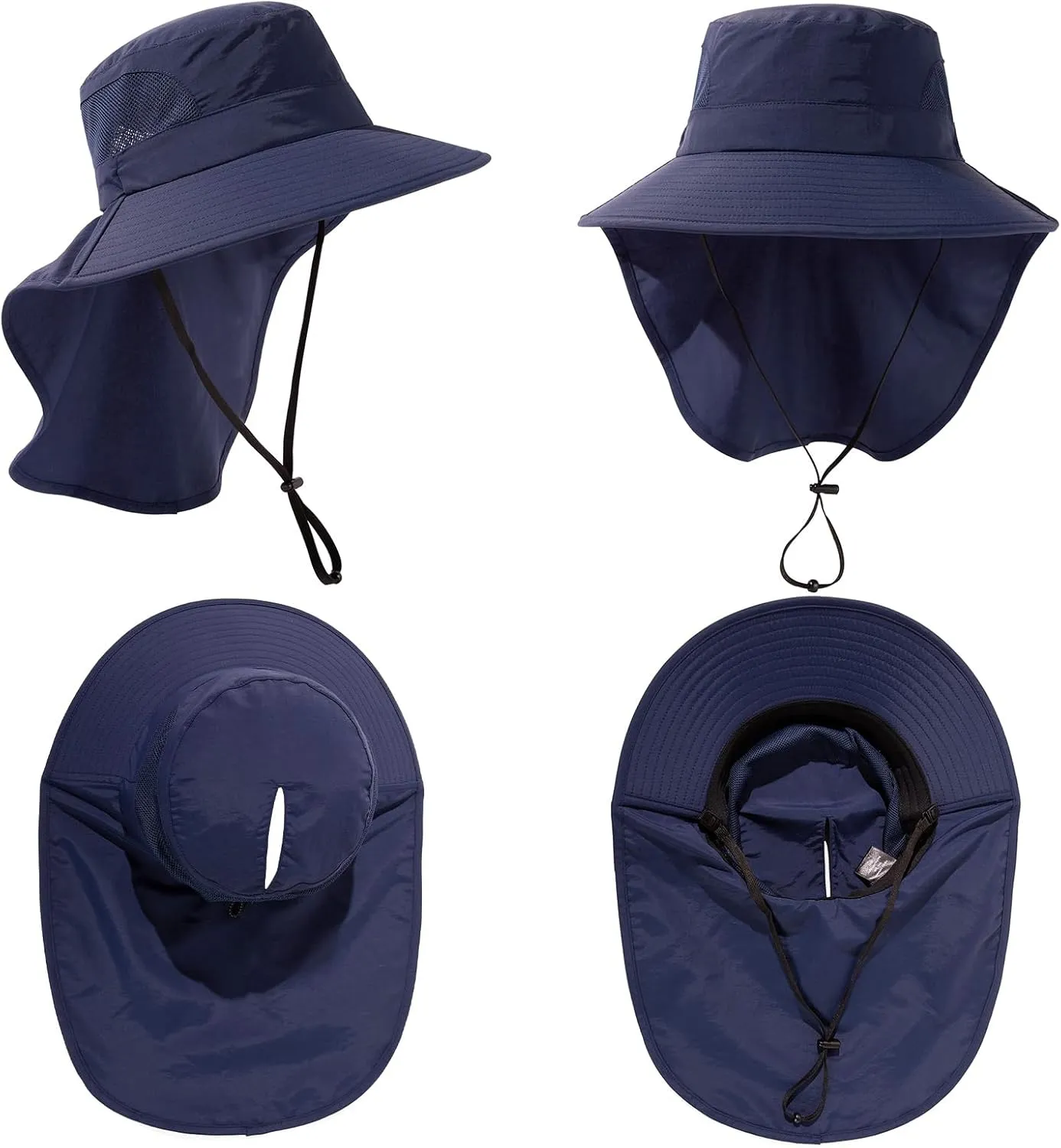 Women's Flap Ponytail UV 50 Packable Mesh Sun Fishing Beach Hiking Oversized XL XXL Hat