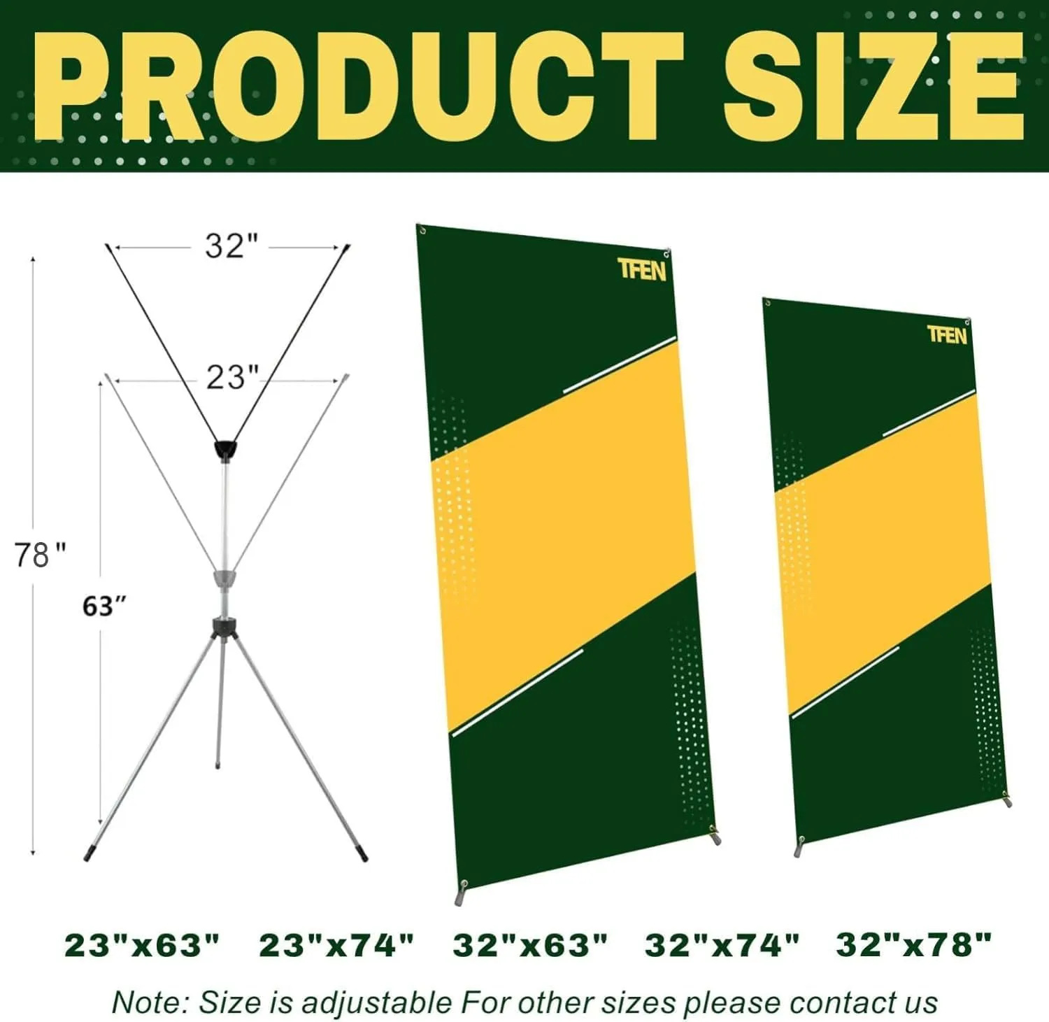 X Banner Stand -Made in USA- 23" X 63" to 32" X 78" Adjustable Banner Holder Portable Personalized Customizable Signs with Travel Bag for Advertising, Business, Events, Trade Shows, Stores (Stand Only)