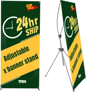 X Banner Stand -Made in USA- 23" X 63" to 32" X 78" Adjustable Banner Holder Portable Personalized Customizable Signs with Travel Bag for Advertising, Business, Events, Trade Shows, Stores (Stand Only)