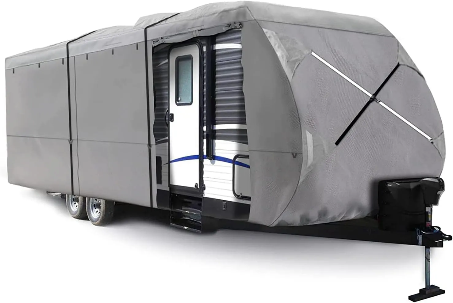 XGEAR Thick 6-Ply Top Panel Travel Trailer Cover- Ripstop Waterproof RV Covers with Storage Bag and Windproof Buckles (22'-24')