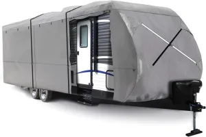 XGEAR Thick 6-Ply Top Panel Travel Trailer Cover- Ripstop Waterproof RV Covers with Storage Bag and Windproof Buckles (22'-24')