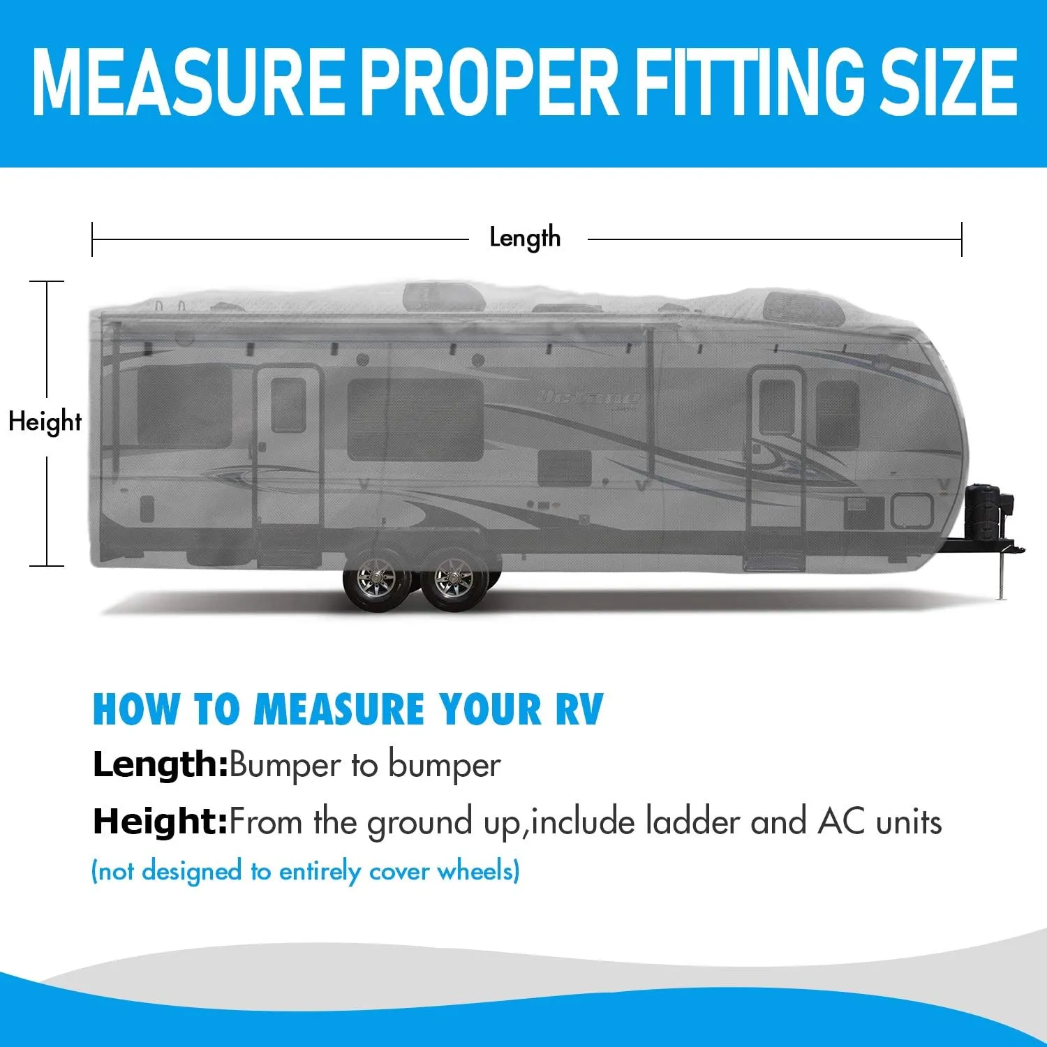 XGEAR Thick 6-Ply Top Panel Travel Trailer Cover- Ripstop Waterproof RV Covers with Storage Bag and Windproof Buckles (22'-24')