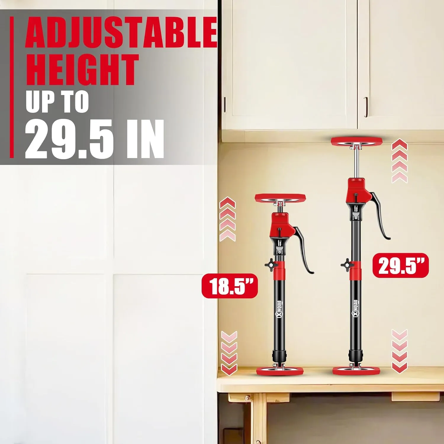 XINQIAO Cabinet Jacks for Installing Cabinets, Heavy Duty Third Hand Tools Adjustable Support Pole from 18.5 IN to 29.5 IN, 2 PCS