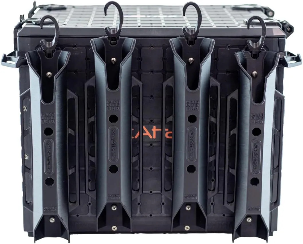 YakAttack BlackPak Pro 13" x 16" Kayak Fishing Crate with 4 Rod Holders - Black | Tackle Storage Box & Gear Organizer for Kayaks | Lightweight, Durable & Customizable Marine Accessory | Made in USA