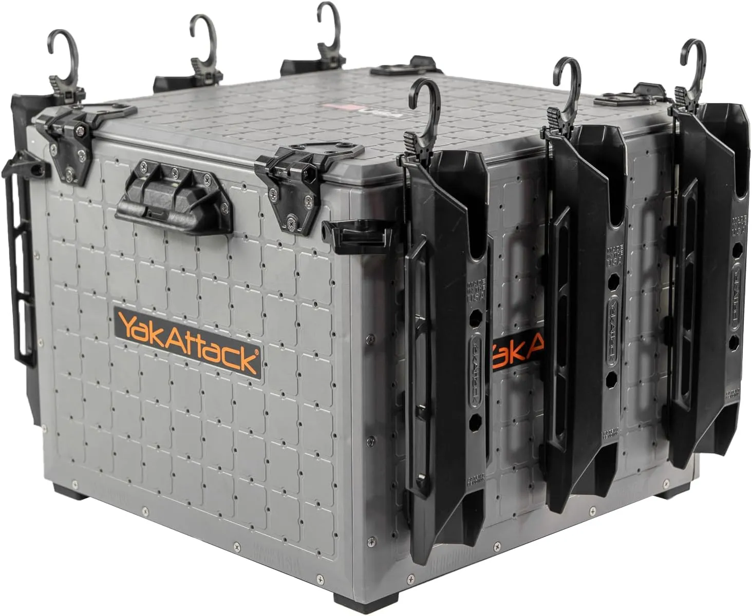 YakAttack BlackPak Pro 16" x 16" Kayak Fishing Crate with 6 Rod Holders - Battleship Grey | Tackle Storage Box & Fishing Gear Organizer | Lightweight, Durable & Customizable Kayak Fishing Accessory
