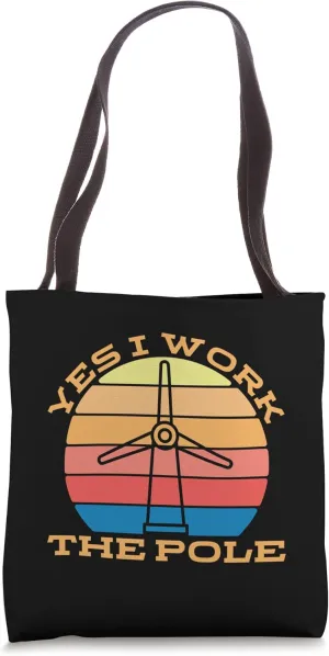Yes I Work The Retro Windmill Green Energy Wind Turbine Tech Tote Bag