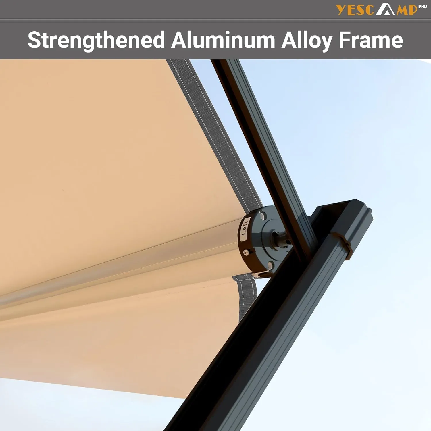 YESCAMP Manual RV Awning Complete Kit Retractable Camper Awning for RV or Trailers RV Roll Out Awning for Camper or 5th Wheel,Travel Trailers,Toy Haulers,Motohome(10Ft,Black Frame,Blue Fade)