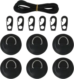 Yetaha 6 Pack Stainless Steel D Rings PVC Patch, 8.2ft Bungee Cord with Hooks Deck Rigging Kit for Inflatable Boat Kayak Dinghy SUP Deck Stand up Paddleboard Rafting Accessorie