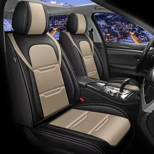 YORKNEIC 2 Front Car Seat Covers for Jeep Gladiator 2020-2024 2025 Faux Leather Waterproof Seat Covers Automotive Seat Protectors Cushions with Airbag Compatible(2 Front Seat,Black&Beige)