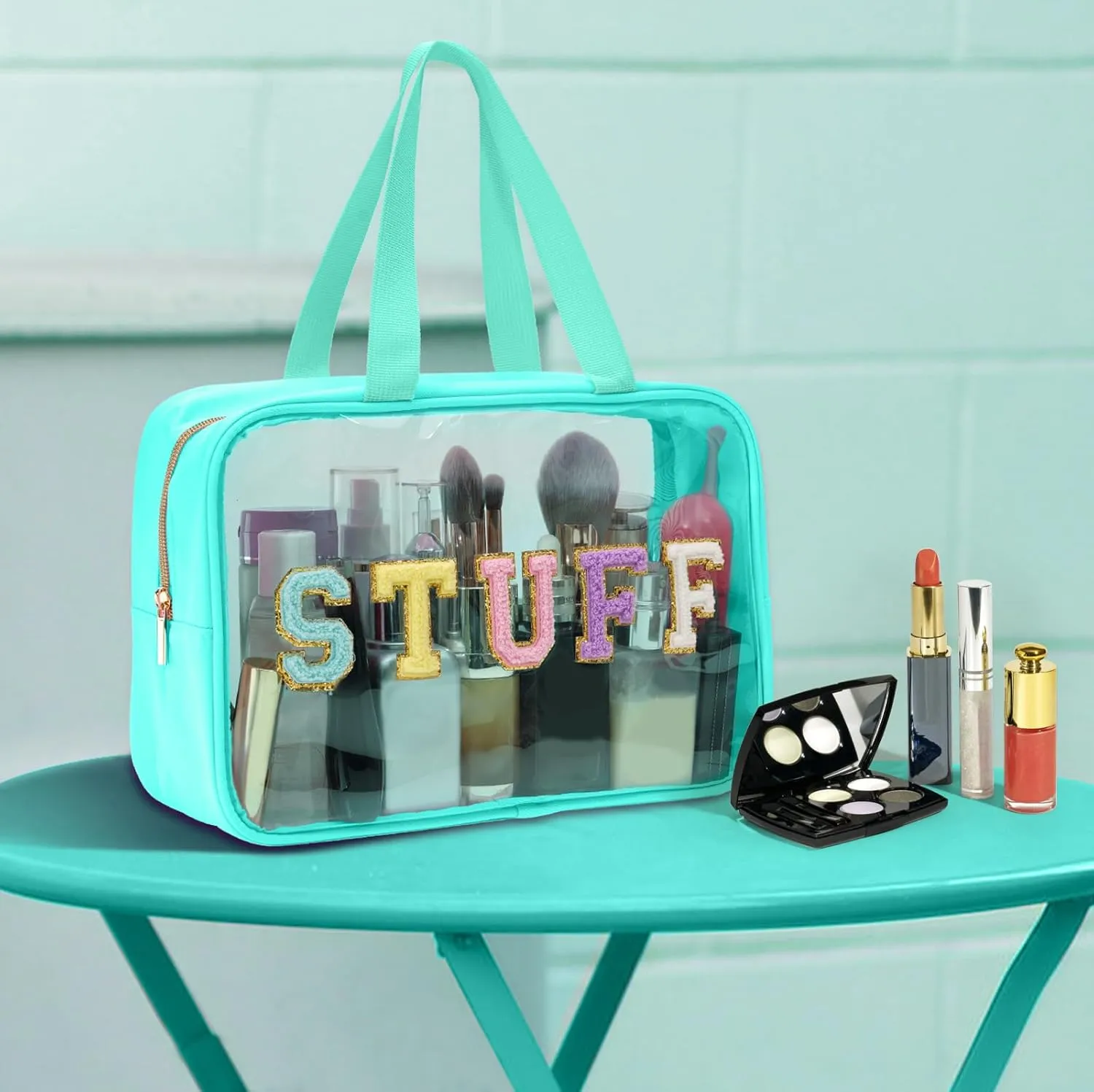 Yowivon Clear Beach Makeup Bag - Big Travel Skincare Toiletry Transparent Waterproof Large Cosmetic Sunscreen Stadium Stuff Bag for Women
