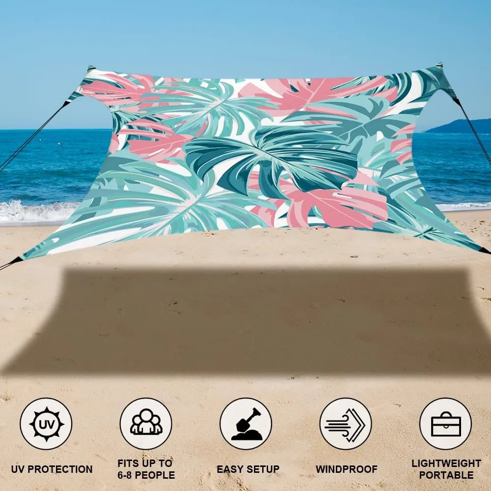 YUKIHOME Beach Tent Sun Shade Canopy Tent, UPF 50  Camping Beach Sun Shelter 7 x 7ft 2 Pole, Lightweight, Easy Set Up and Carry