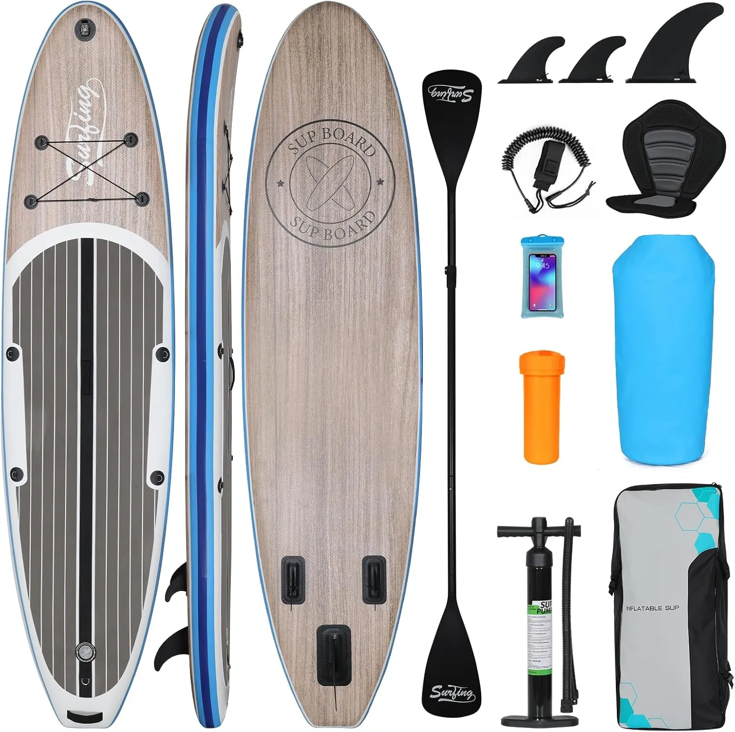 YUSING Inflatable Stand Up Paddle Board with Kayak Seat, Non-Slip Deck SUP Paddle Board with Premium Kayak, Portable Standing Boat for Youth & Adult
