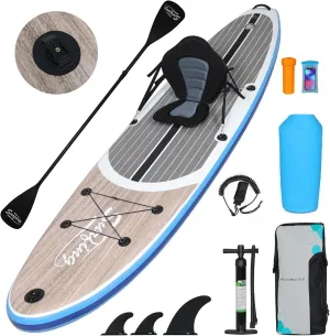 YUSING Inflatable Stand Up Paddle Board with Kayak Seat, Non-Slip Deck SUP Paddle Board with Premium Kayak, Portable Standing Boat for Youth & Adult