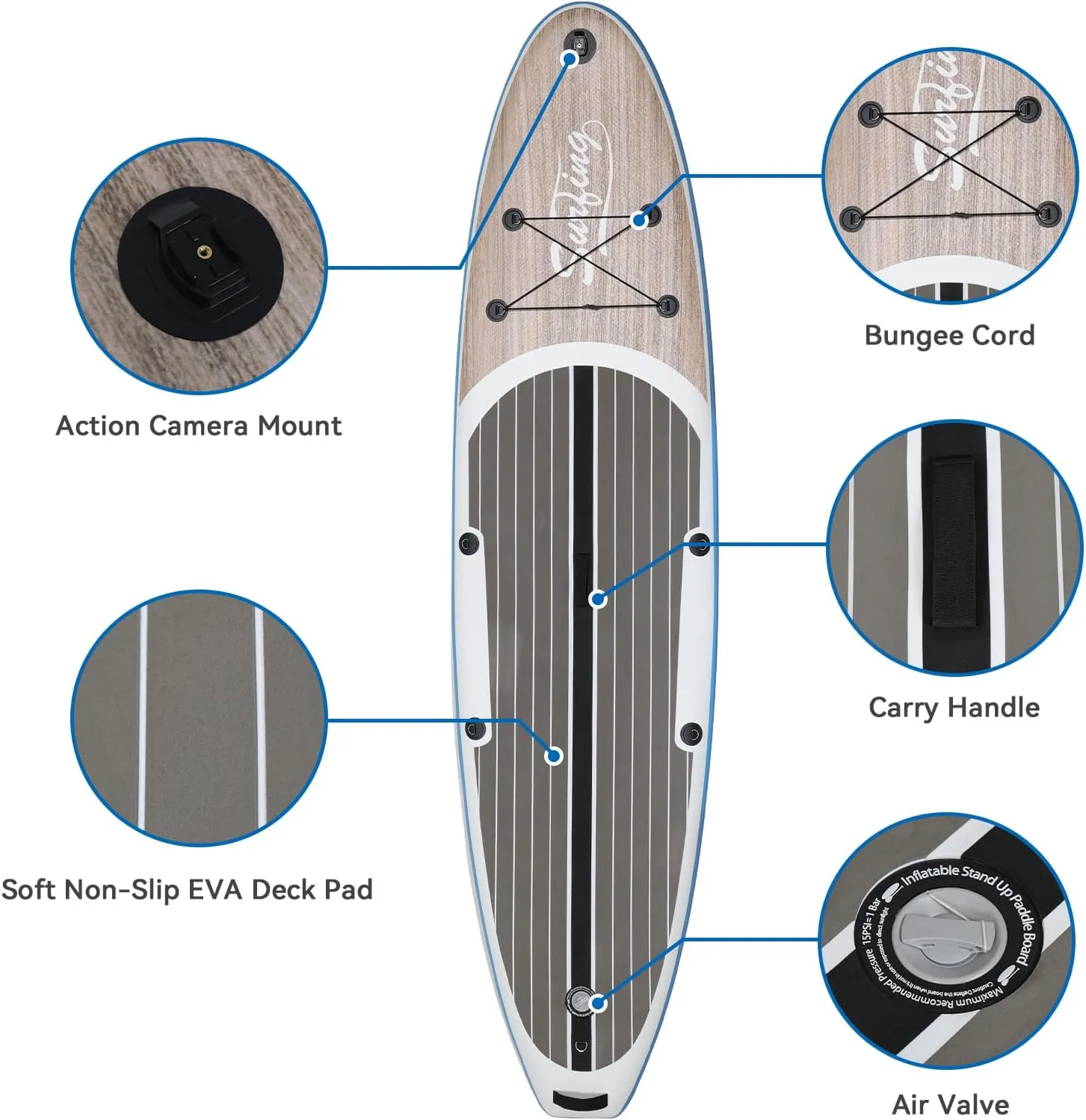 YUSING Inflatable Stand Up Paddle Board with Kayak Seat, Non-Slip Deck SUP Paddle Board with Premium Kayak, Portable Standing Boat for Youth & Adult