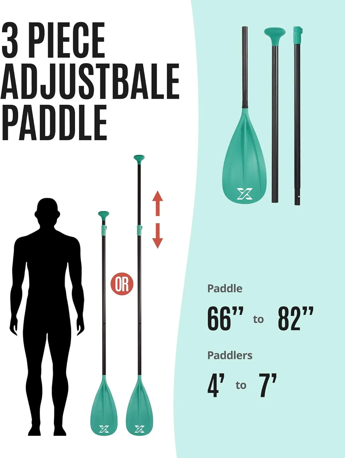 ZLX Paddle Board Paddle, 3 or 4 Piece Adjustable SUP Paddle, Detachable Floating Kayak Paddles, Lightweight Oar with Premium Durable Fiber Blade, for Paddleboard, Surfing, Water Sports Enjoyment