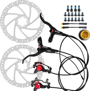 Zoom eBike Hydraulic Brake Upgrade Kit – 2/3 PIN Male Waterproof Power-Off Sensor Connector, Pre-Bled Brake Levers & Calipers with 160mm Rotors