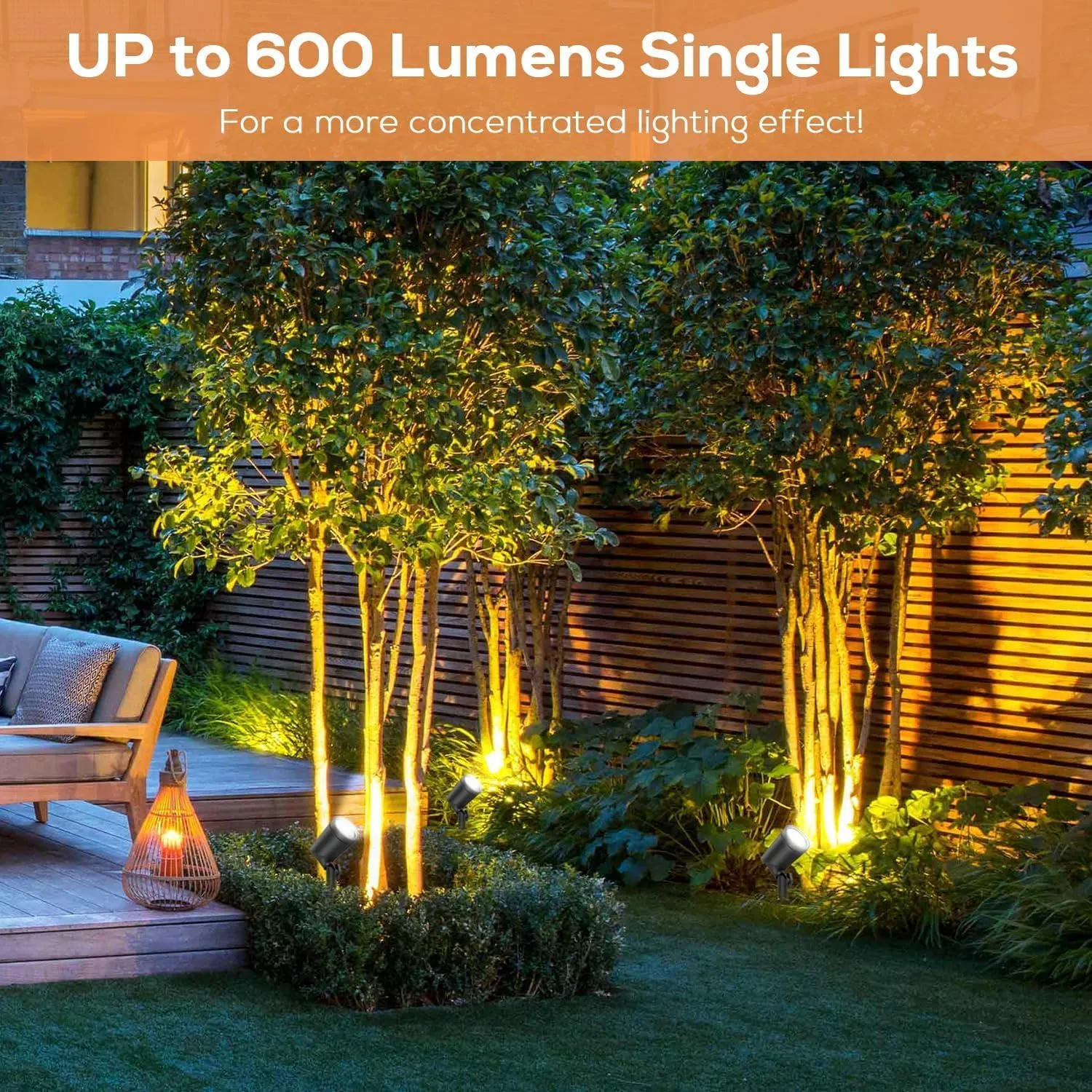 ZYAN 4 Pack Landscape Spotlights with Power Supply, 6W 600 Lumen per Light 2700K, IP65 Waterproof