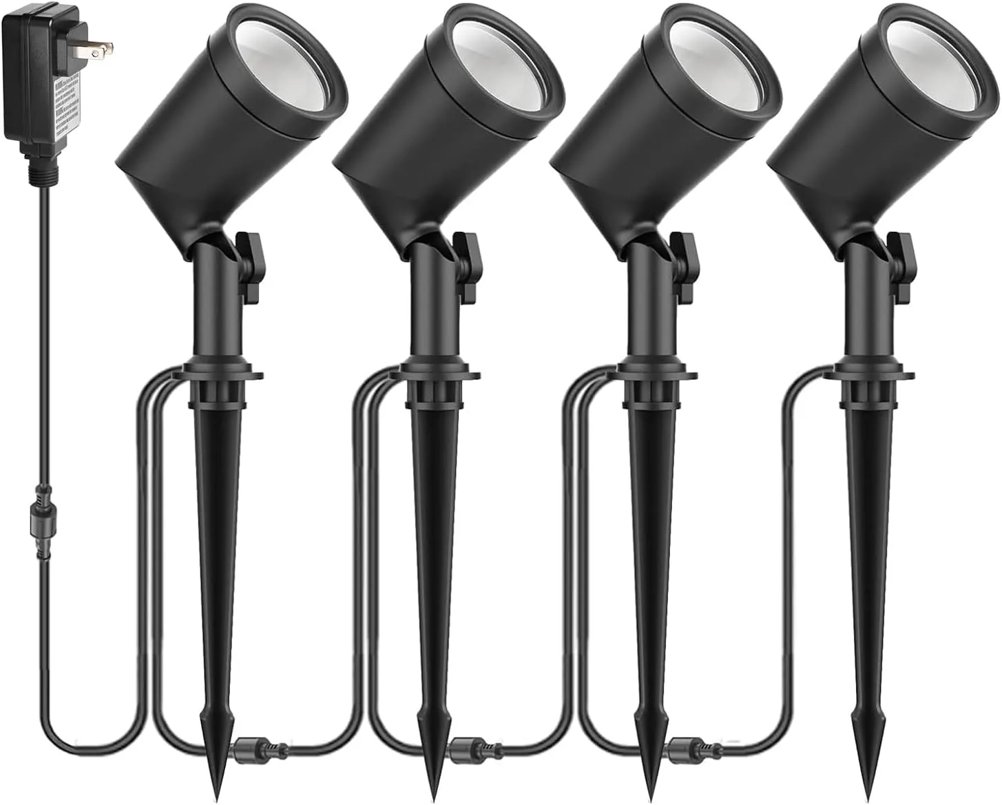 ZYAN 4 Pack Landscape Spotlights with Power Supply, 6W 600 Lumen per Light 2700K, IP65 Waterproof