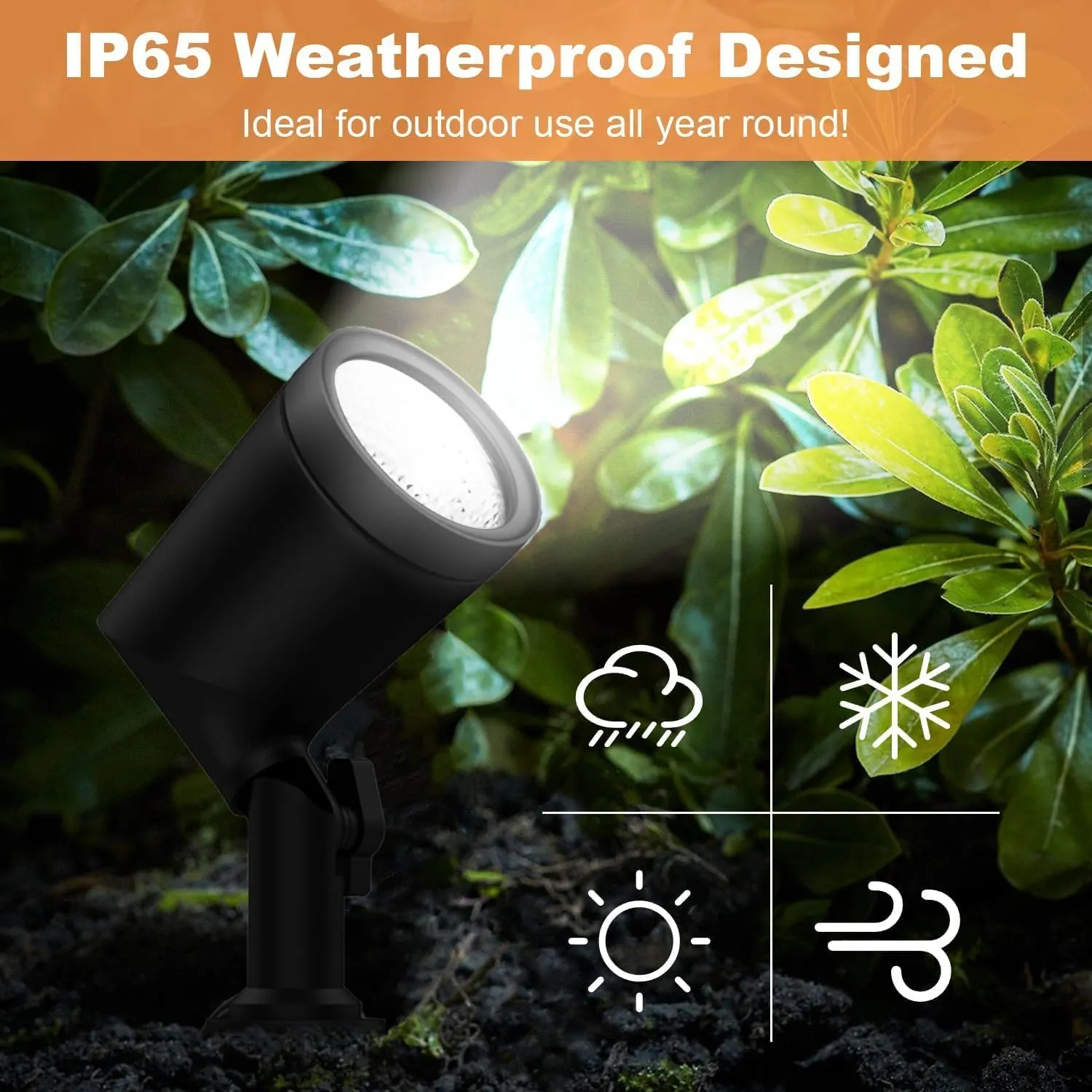 ZYAN 4 Pack Landscape Spotlights with Power Supply, 6W 600 Lumen per Light 2700K, IP65 Waterproof