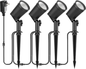 ZYAN 4 Pack Landscape Spotlights with Power Supply, 6W 600 Lumen per Light 2700K, IP65 Waterproof