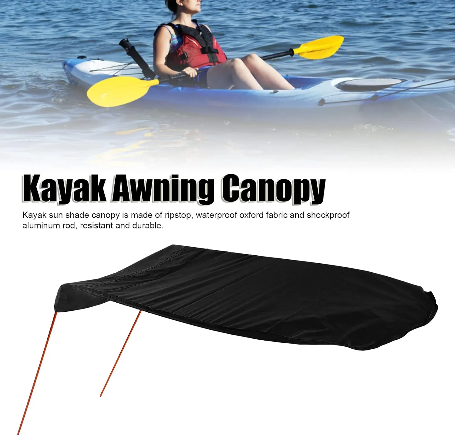 Zyyini Kayak Sun Shade Canopy, Canoe Kayak Boat Sun Shade Canopy,Canopy with Storage Bag for Inflatable Boat,Foldable Easy to Install Portable Kayak Sunshade Awnin